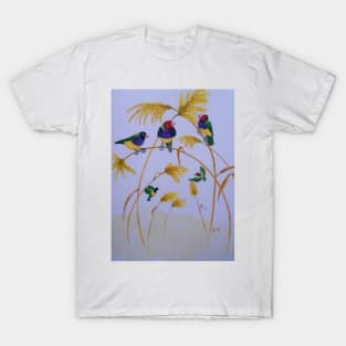 Australian Gouldian Finches - watercolour painting T-Shirt